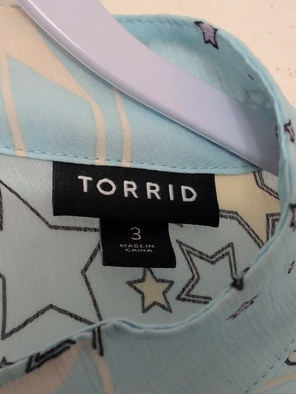 Torrid Light Blue Star-Print Button Down Blouse - Picture 5 of 7